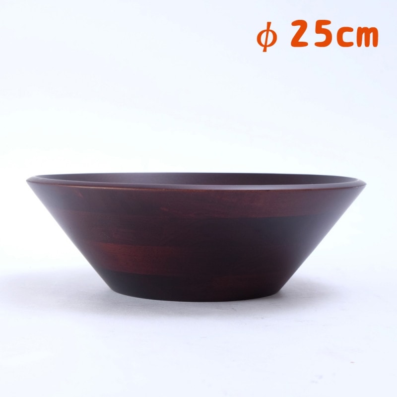 天然木製 サラダボール 25cm ブラウン ラバーウッド | 皿・盛器