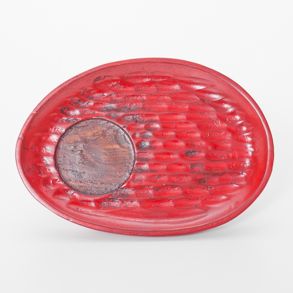 天然木製 玉ちゃん コーヒー皿 手彫り 赤 | 皿・盛器,銘々皿