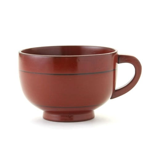 天然木製 スープカップ 二重ライン 根来 漆塗り | カップ・茶器・酒器