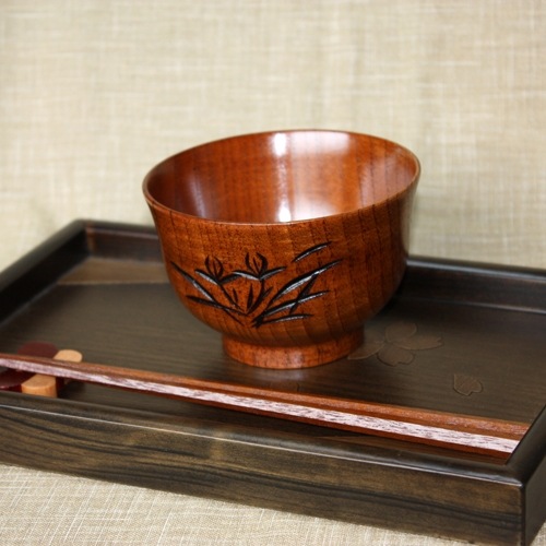 【未使用　美品】 木製荒彫 汁椀 5客揃【9/5まで値下げ】 汁椀 天然木製 お椀 おわん さくら 桜 サクラ スープボウル 根来