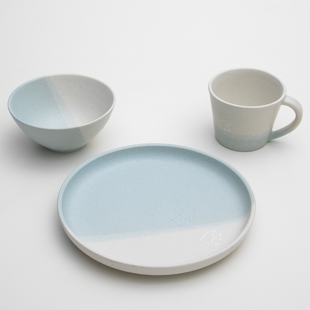 はじめての和食器 ギフトセット とり 空色 【 キッズ 子供 食器 男の子
