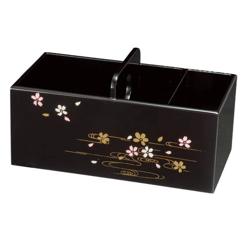 【美品】漆塗り リモコンケース 小物入れ 和風 インテリア 伝統工芸 紀州塗り 木製リモコンラック うたげ桜 黒 ボックス 和風 和室