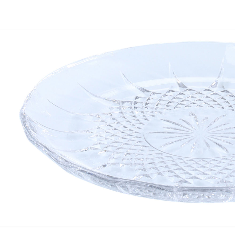 ガラス プレート 皿 18.8cm 和食器 丸皿 花菱文様 取り皿 デザート皿