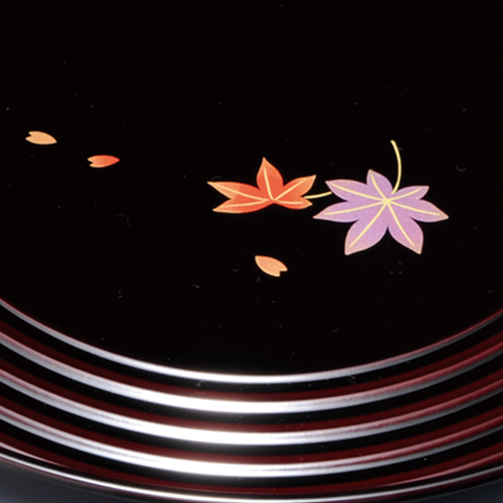 【美品】金蒔絵　高雄春秋　10.0丸盆　デザイン盆 輪島塗 8.0寸丸盆 金箔春秋 盆 お盆 丸盆 トレー - 【SOZO-Craft