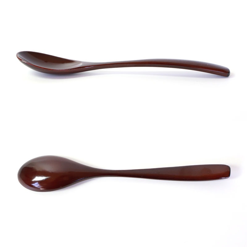 カレースプーン 天然木製 溜色 19.5cm おしゃれ 本漆 手塗り