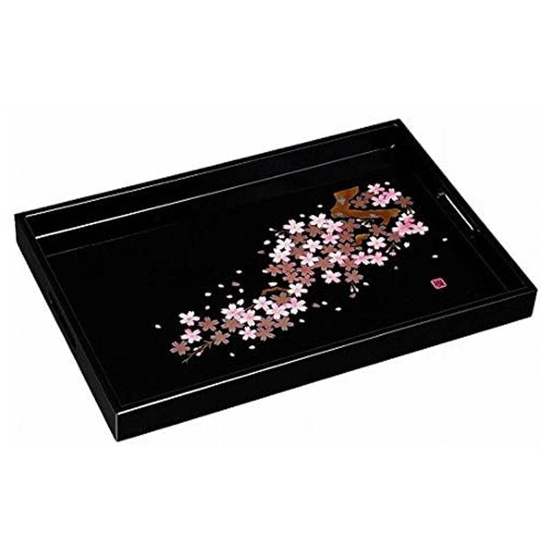 木製　長手盆　雷門沈金彫り　黒うるし塗り　39x27.5xH2.5cm 木製 長手盆 雷門沈金彫り 黒うるし塗り 39x27.5xH2.5cm 木彫りの雷鳥 |