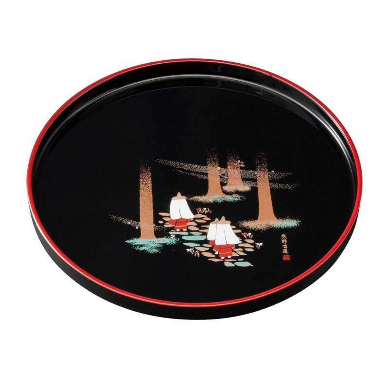 紀州塗り お盆 トレー 7寸 丸盆 熊野古道 茶盆 おしゃれ おぼん 和風