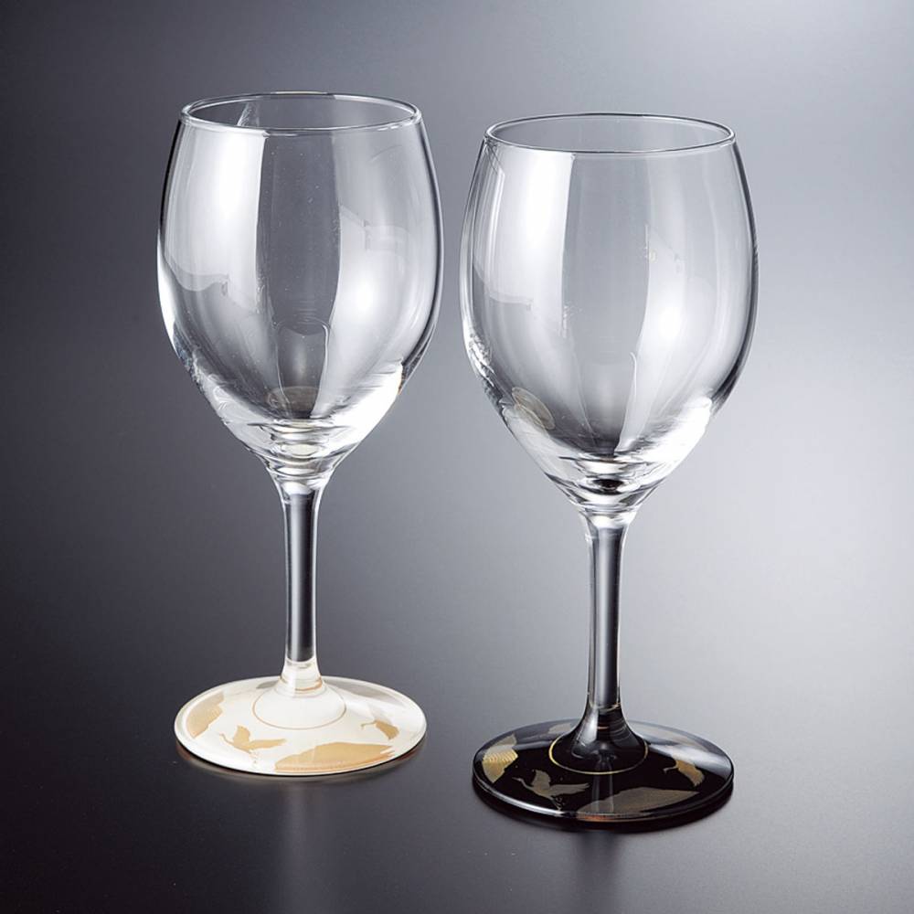 紀州塗り ぬりもん de Verre ワイングラス 蒔絵 万葉鶴 単品 ガラス デ