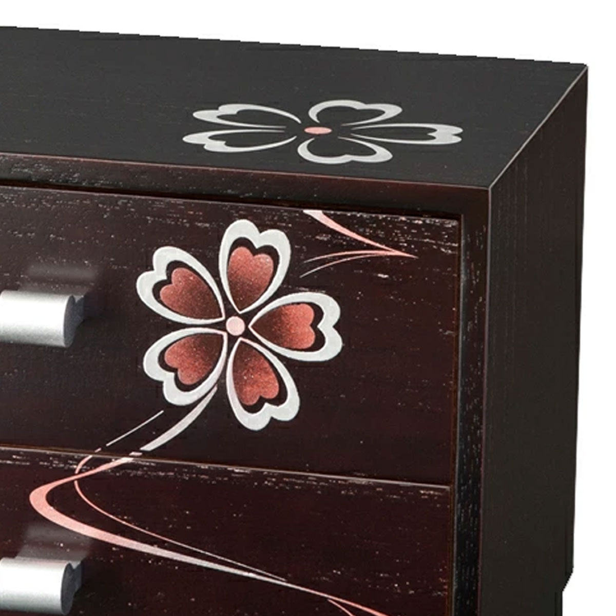 紀州塗り 桐二段チェスト 草花 引出し 木製 タンス 和風 和室 おしゃれ