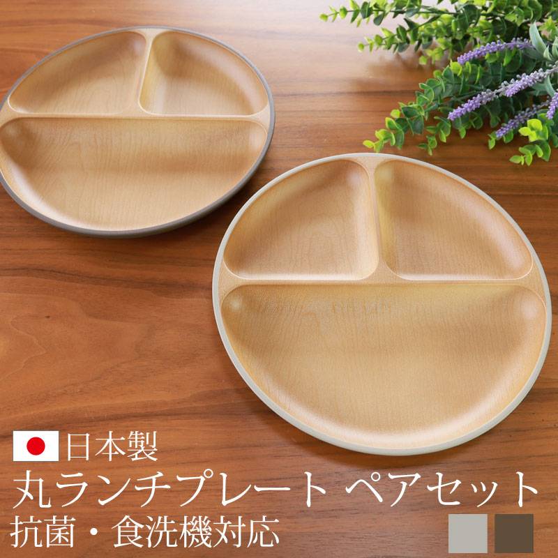 ランチプレート 2枚セット 丸型 25cm アースカラー 食洗機対応 電子