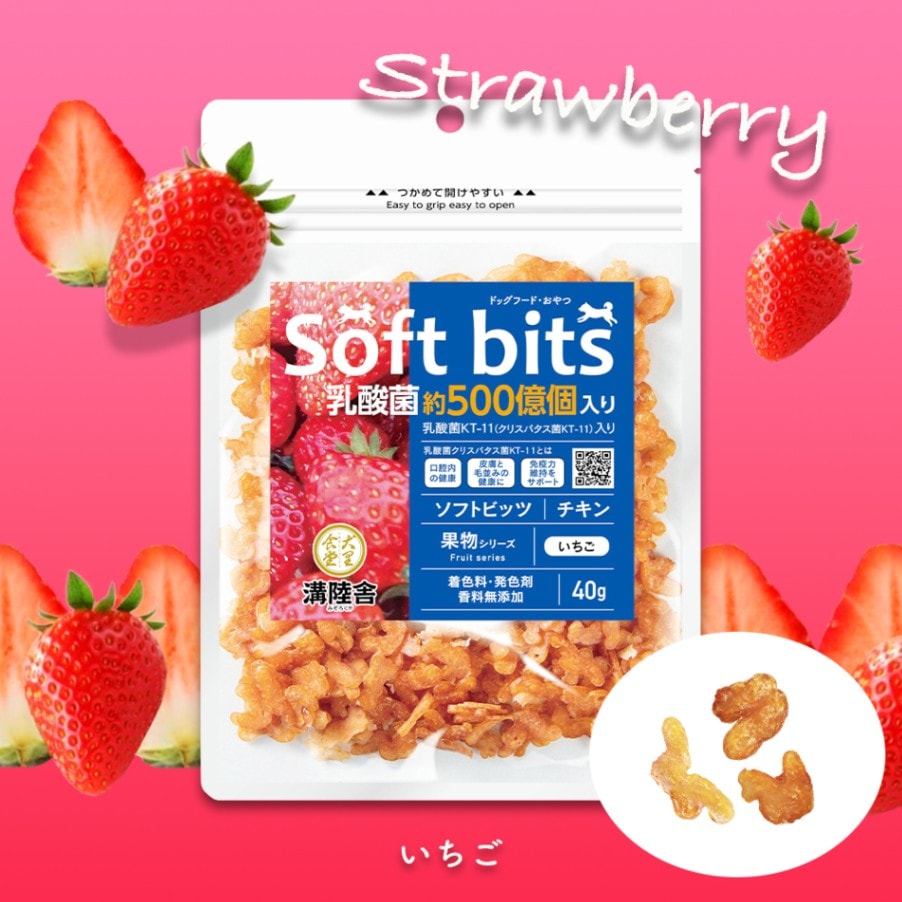 溝陸舎ソフトビッツ果実 (いちご・リコピン・乳酸菌入り) シニア犬に