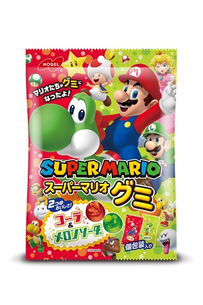 ノーベル製菓 スーパーマリオグミ コーラ味＆メロンソーダ味 85g×6袋