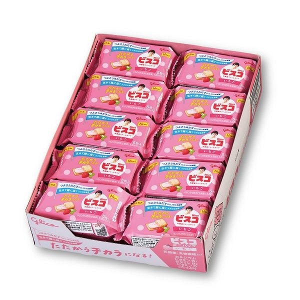 グリコ ビスコ ミニパック いちご 5枚入り× 20個入り×1BOX | お菓子