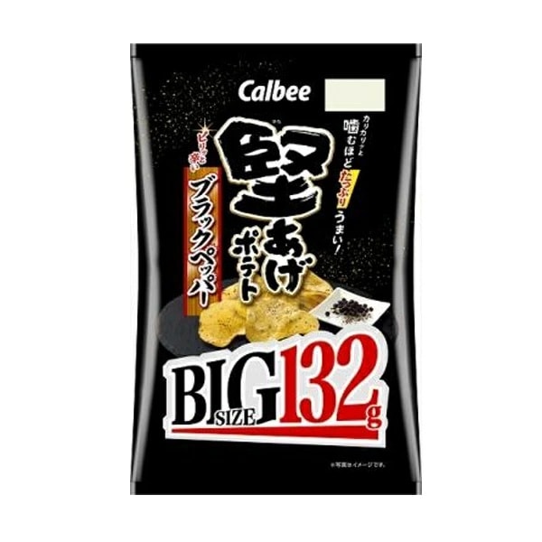 BIG SIZE ブラックペッパー・うましお味 132g カルビー 堅あげポテト BIG ブラックペッパー 132g×12袋入り×1箱 | お
