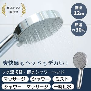 5Wayデカヘッドメタルシャワー｜ 止水レバー付き・節水・4水流
