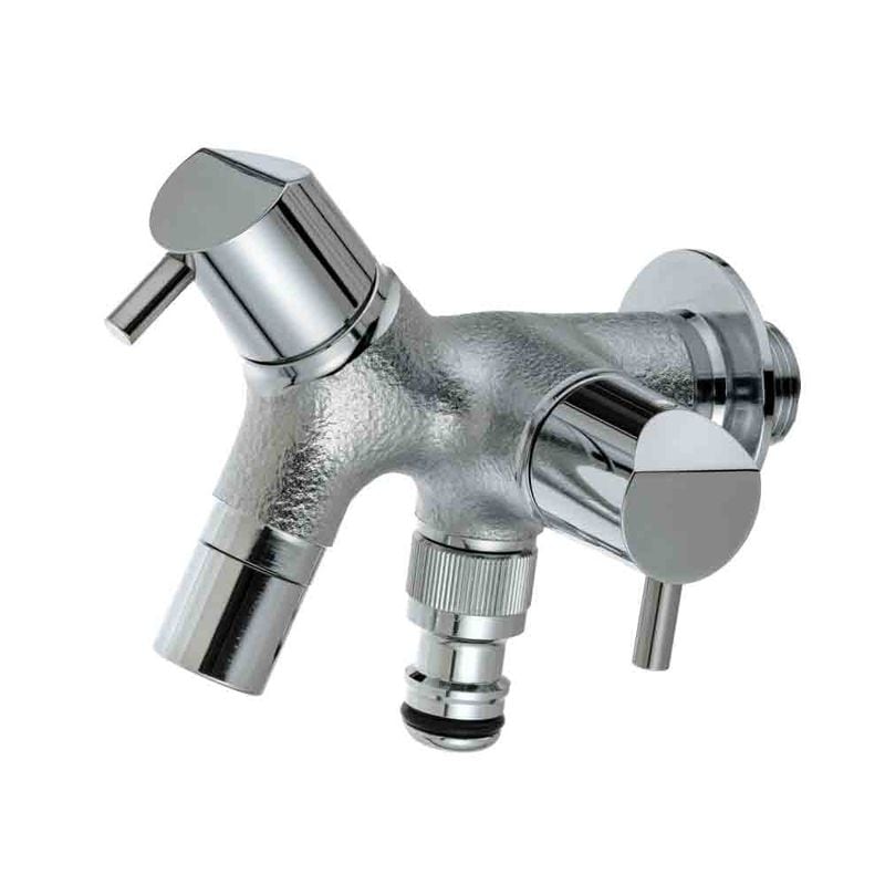 二口横水栓 チェロ 鋳肌メッキ