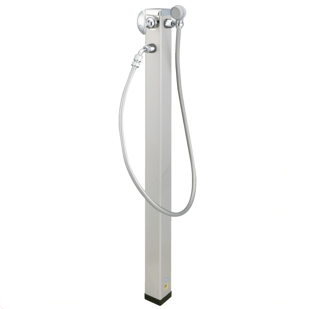 混合水栓柱 レバー式 シャワー付き｜シンプルなステンレス製混合立水栓