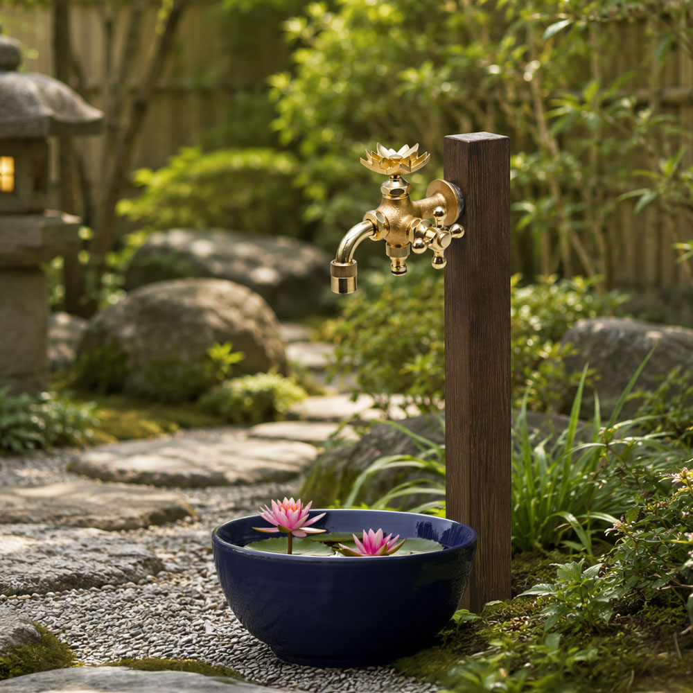 二口万能胴長水栓（ハスハンドル・鋳肌） 二口/三口水栓
