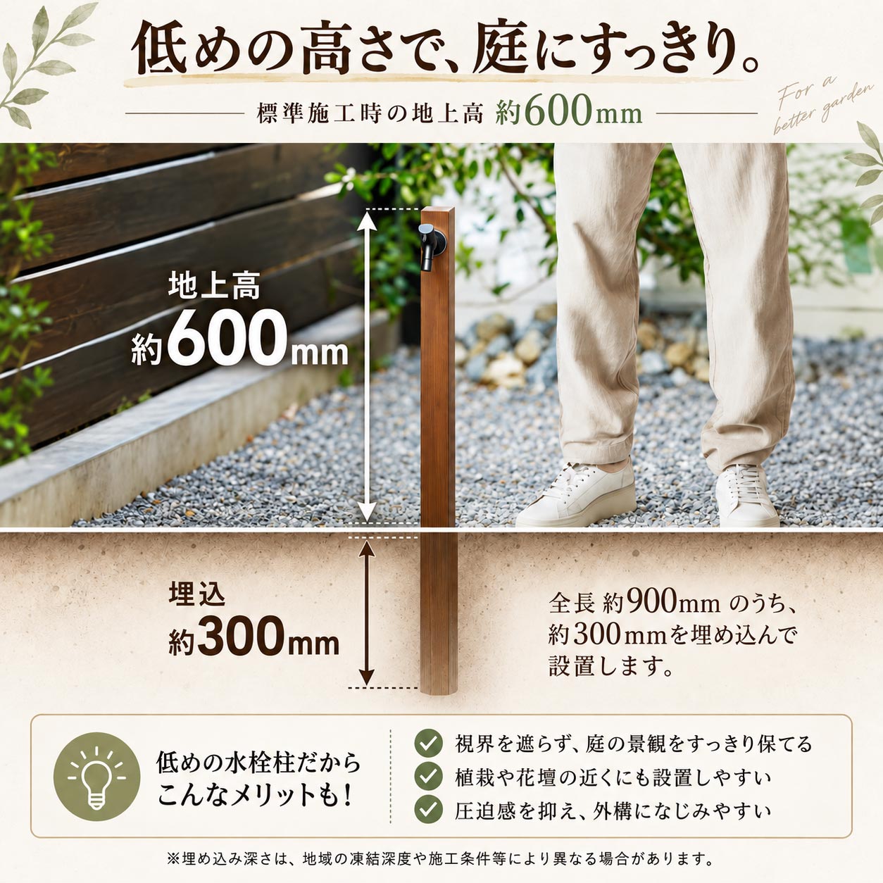 木目桧皮（ひわだ） スタンダード水栓柱