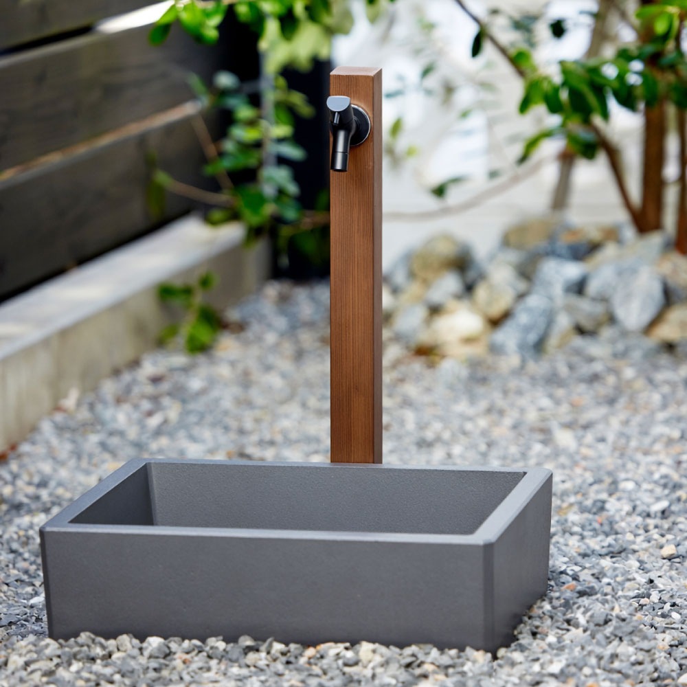 スクエアパン 深型 グレー 屋外水栓パン