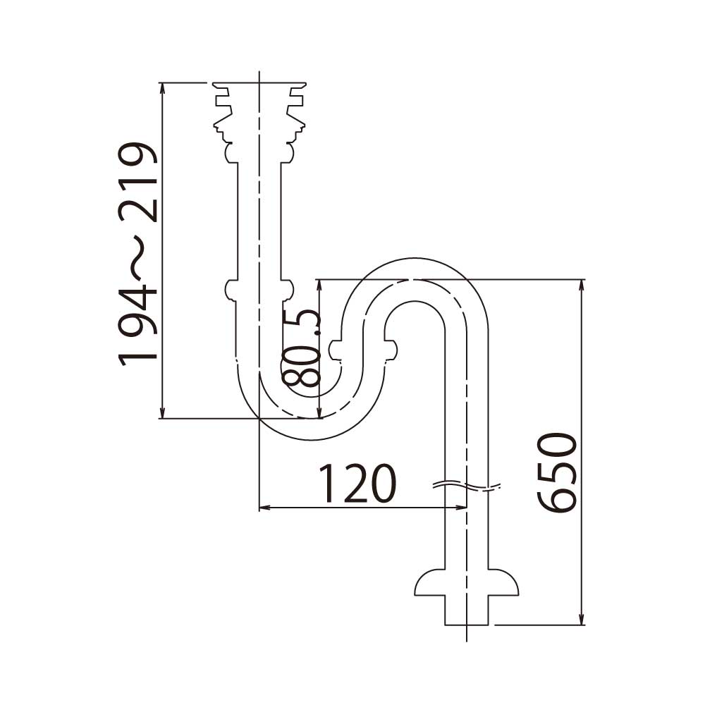 Pトラップ ロング 排水管 取付脚/トラップ