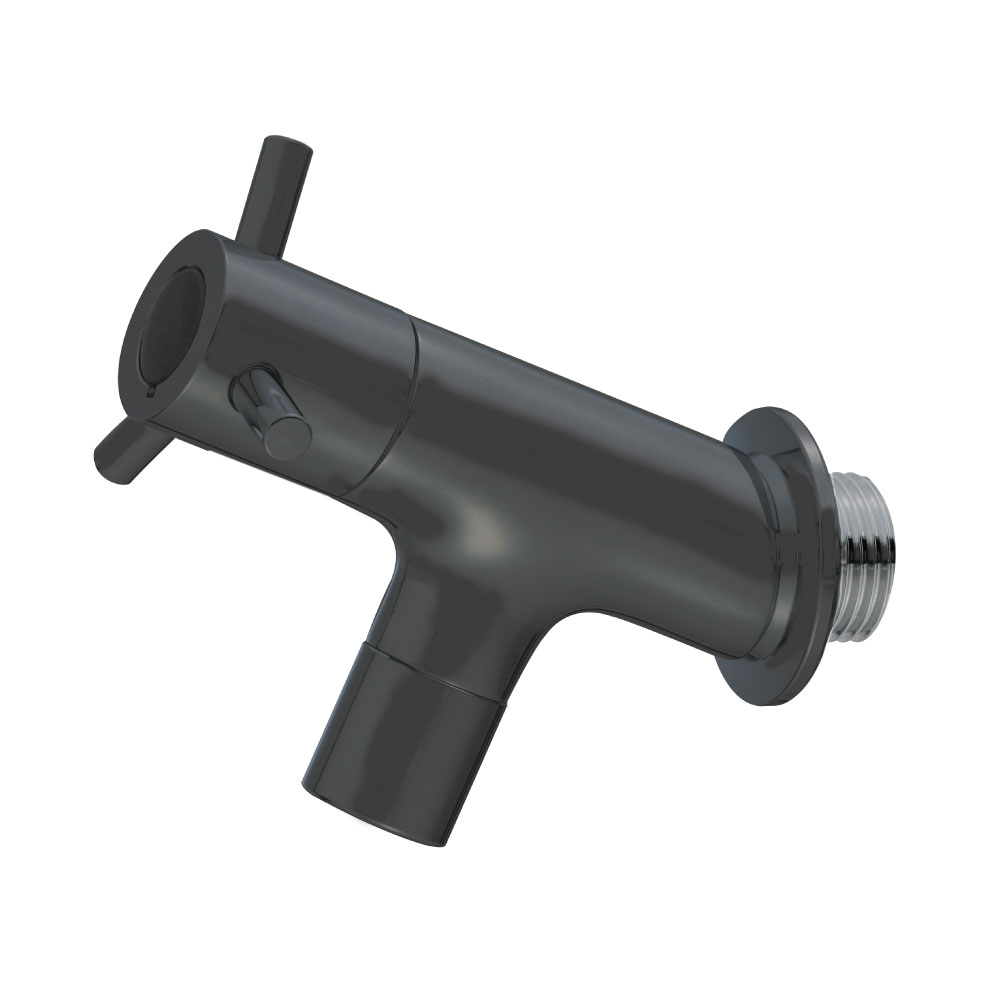 横水栓 ラモミニ（マットブラック）屋外 デザイン 蛇口 横水栓