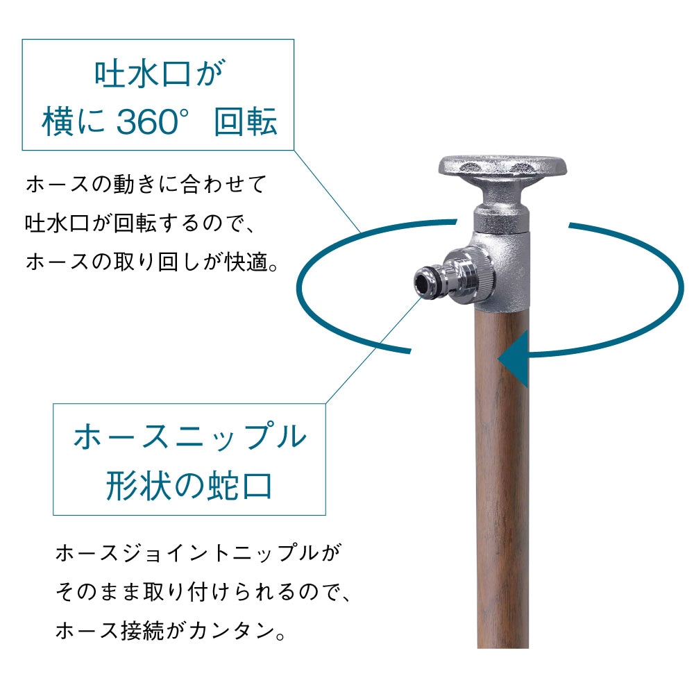 スプリンクルスリム バルブハンドル クルミ木目 ミニ水栓柱