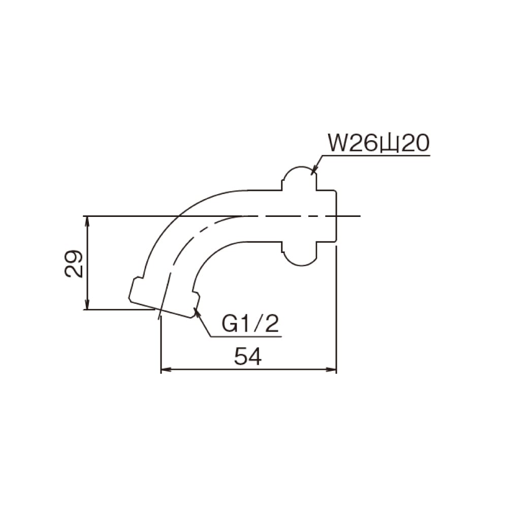 回転吐水パイプ ネジ付 メッキ無し 万能ホーム胴長水栓