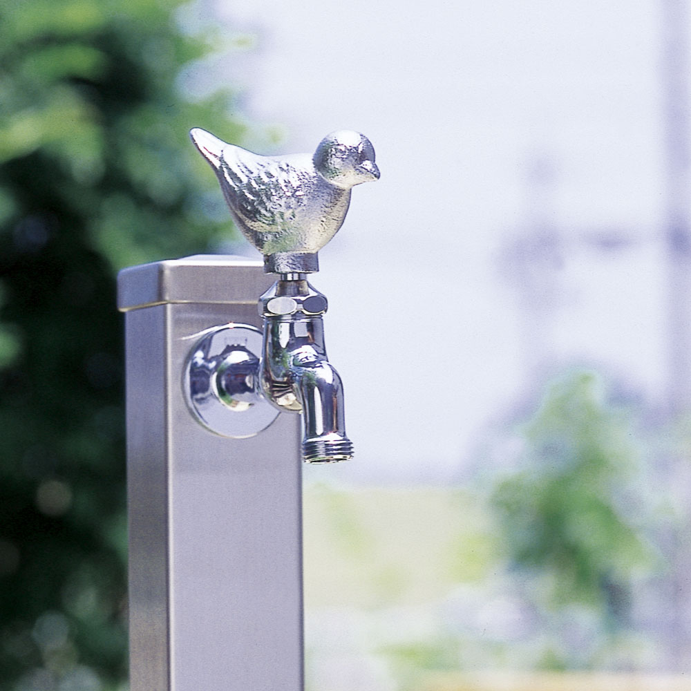 胴長横水栓（スズメハンドル・メッキ） 屋外 蛇口 胴長横水栓