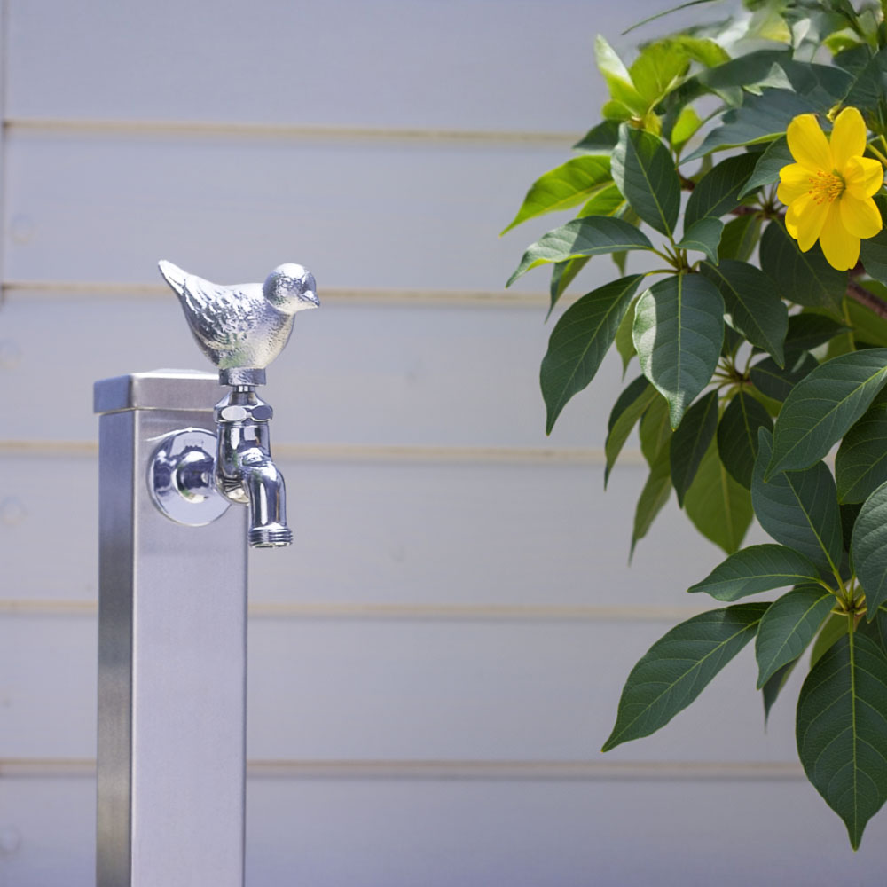 胴長横水栓（スズメハンドル・メッキ） 屋外 蛇口 胴長横水栓