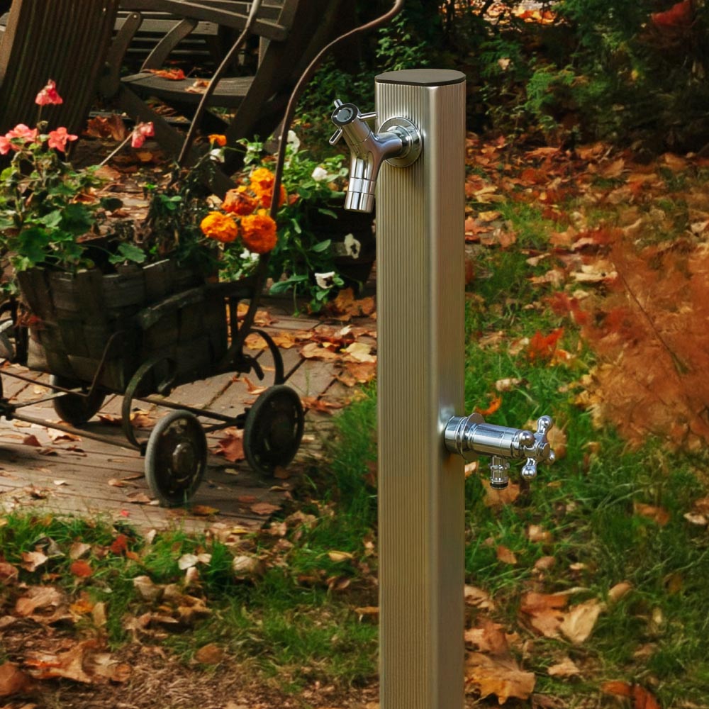 二口 アルミ 水栓柱 900mm（サンステン）｜シンプルな2口立水栓｜全長