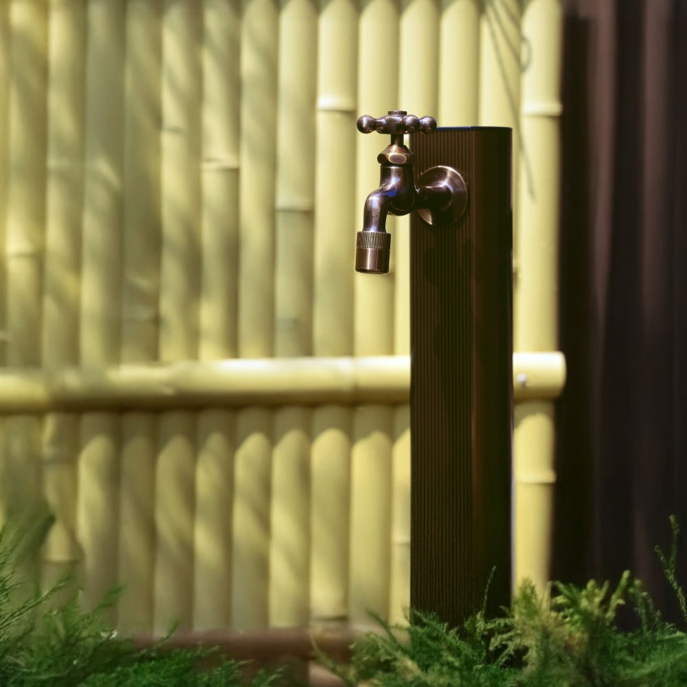 アルミ水栓柱 900mm ライトブロンズ｜高さが低い立水栓・短い長さの
