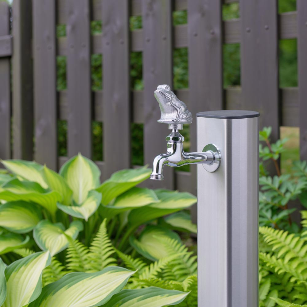 胴長横水栓（カエルハンドル・メッキ） 屋外 蛇口 胴長横水栓