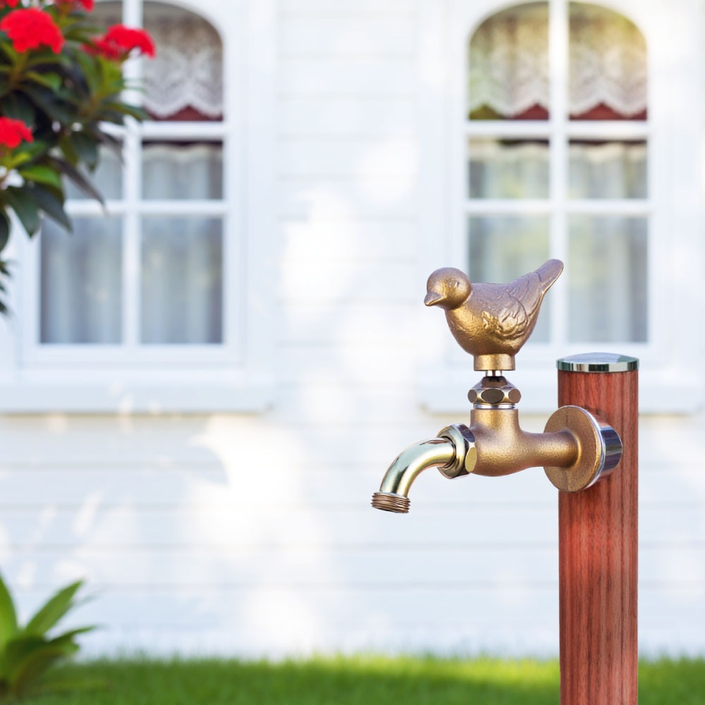 万能ホーム胴長水栓 スズメハンドル 鋳肌 屋外 ガーデン 蛇口 おしゃれ 万能ホーム胴長水栓