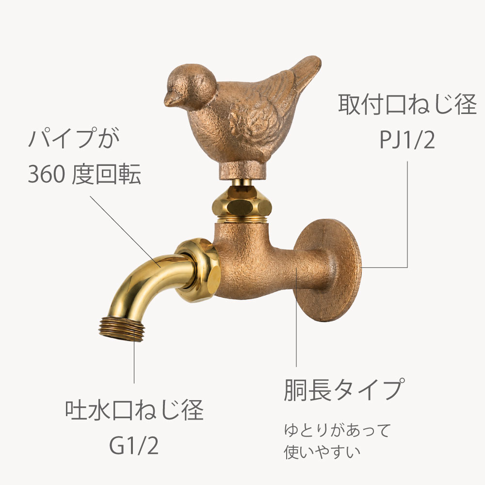万能ホーム胴長水栓（スズメハンドル・鋳肌） 万能ホーム水栓