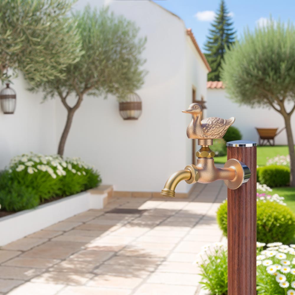 カモハンドル 鋳肌 屋外 ガーデン 蛇口 ユニーク 万能ホーム胴長水栓