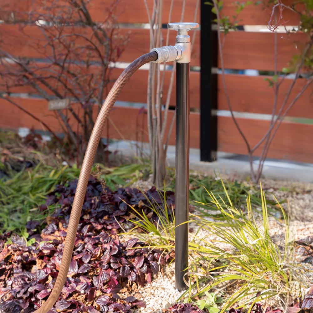 スプリンクルスリム バルブハンドル 900mm ブラック ミニ水栓柱