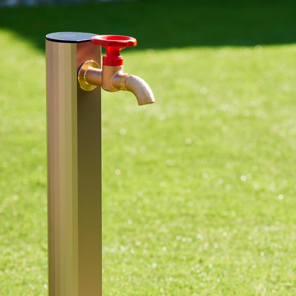 横水栓 ウォーターワークス(鋳肌・レッドハンドル) 屋外 蛇口 横水栓