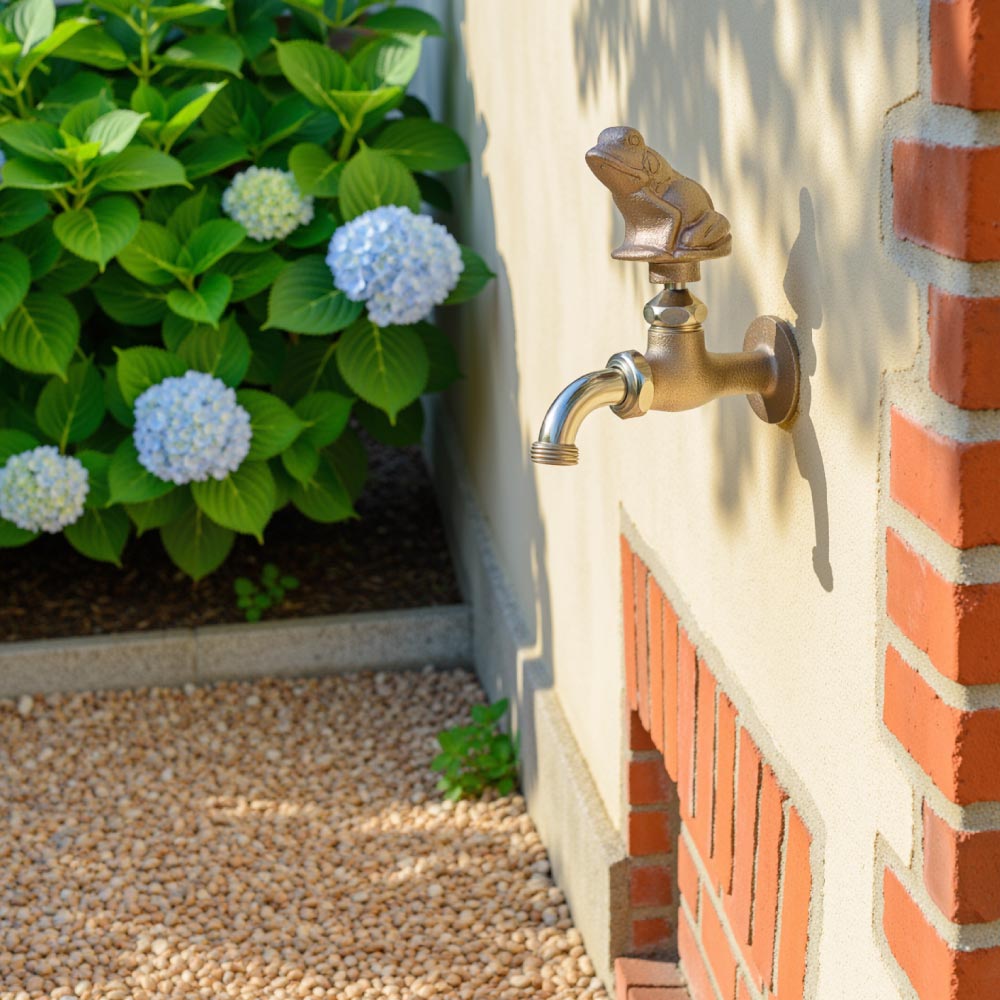 万能ホーム胴長水栓 カエルハンドル 鋳肌 屋外 ガーデン 蛇口 レトロ 万能ホーム胴長水栓