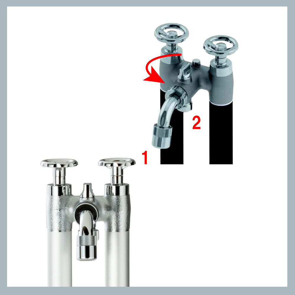 2管式 湯水混合水栓柱 ツインクルピラー ショート 湯水混合水栓柱
