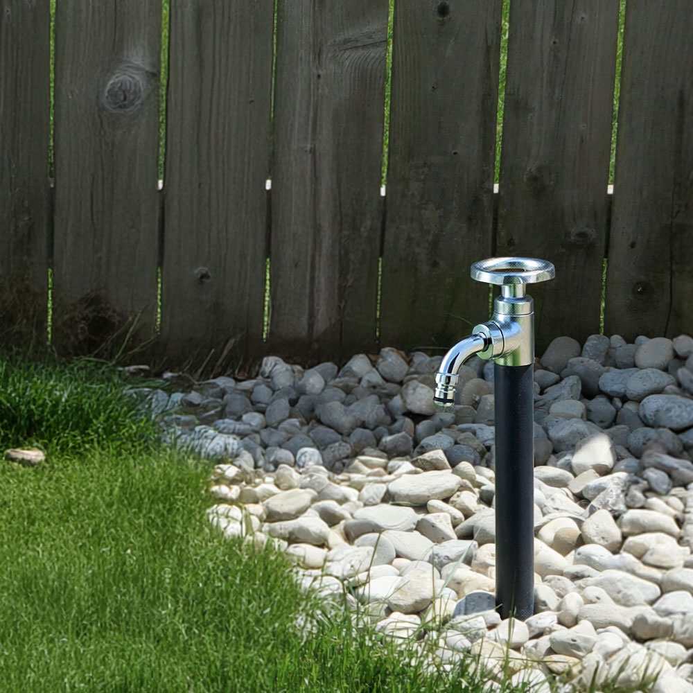 スプリンクルスリム3D バルブハンドル 500㎜ ブラック ミニ水栓柱