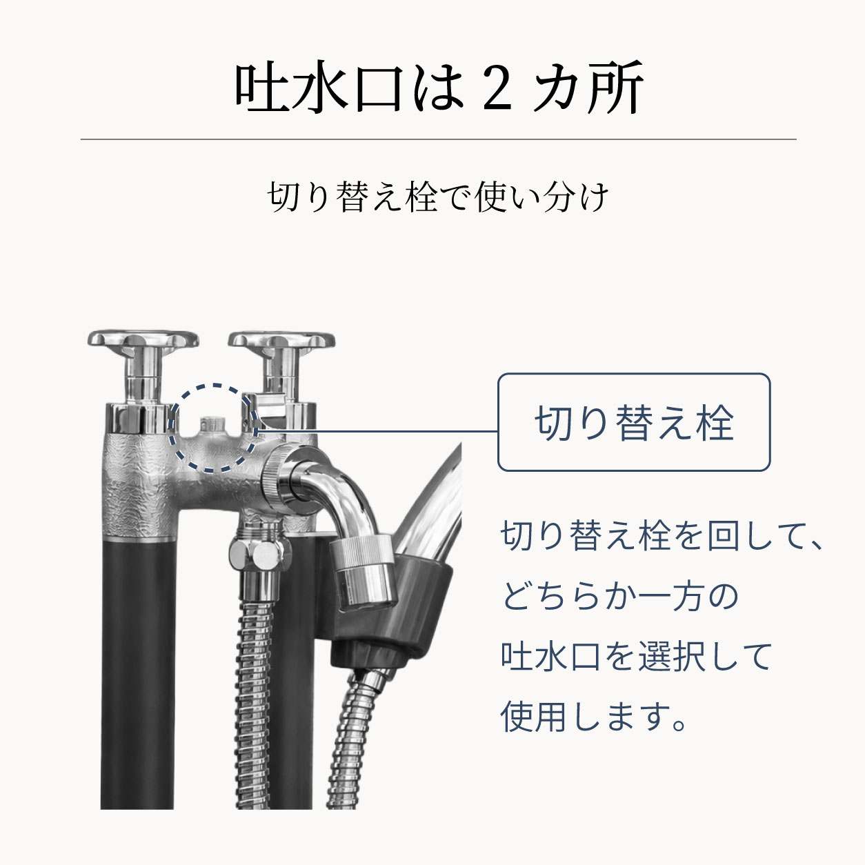 2管式湯水混合水栓柱ツインクルピラー（シャワー付き） 湯水混合水栓柱