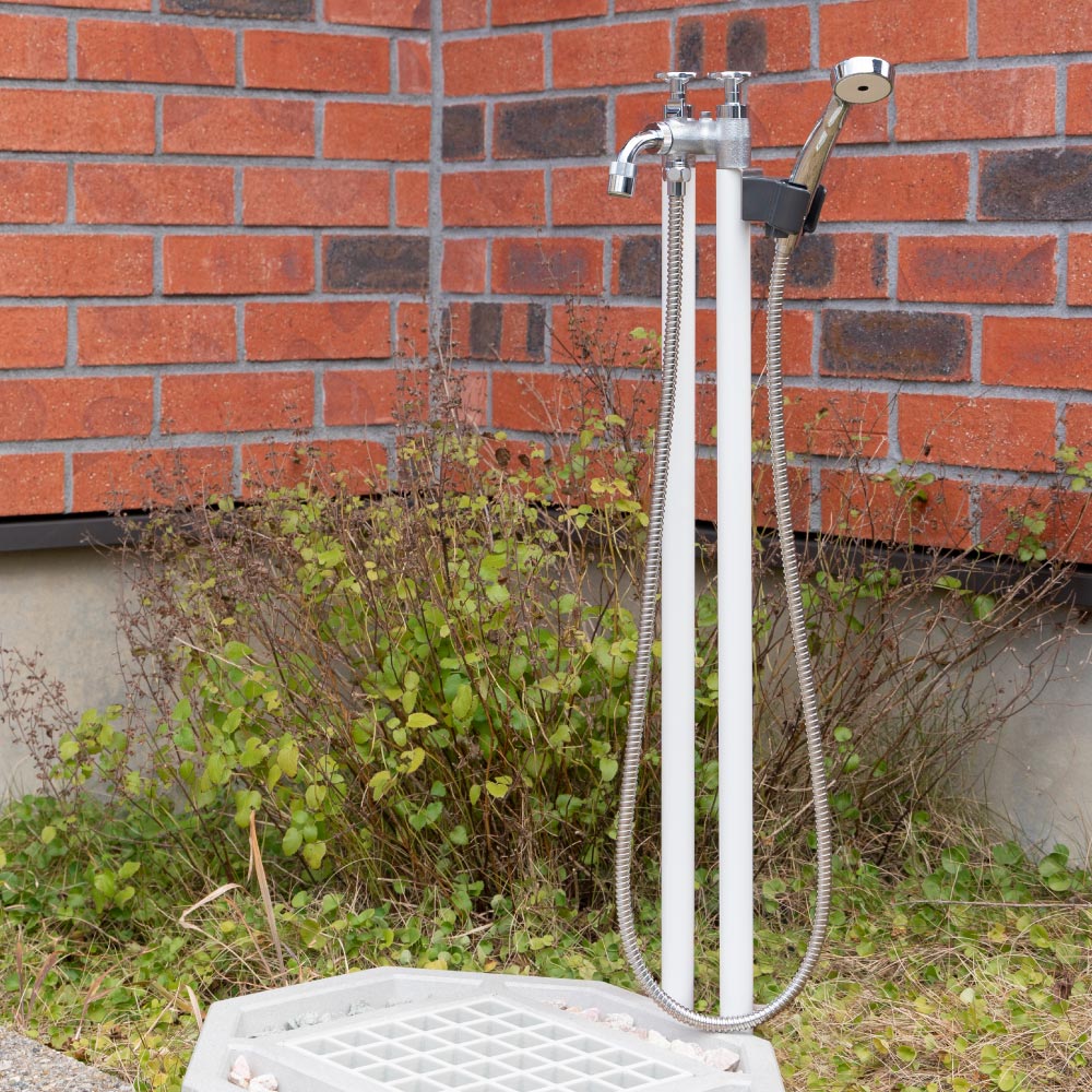 湯水混合水栓柱★シャワー無しタイプH1000★庭でお湯が使用可能【送料無料】① 湯水混合水栓柱☆シャワー無しタイプH1000☆庭でお湯が使用