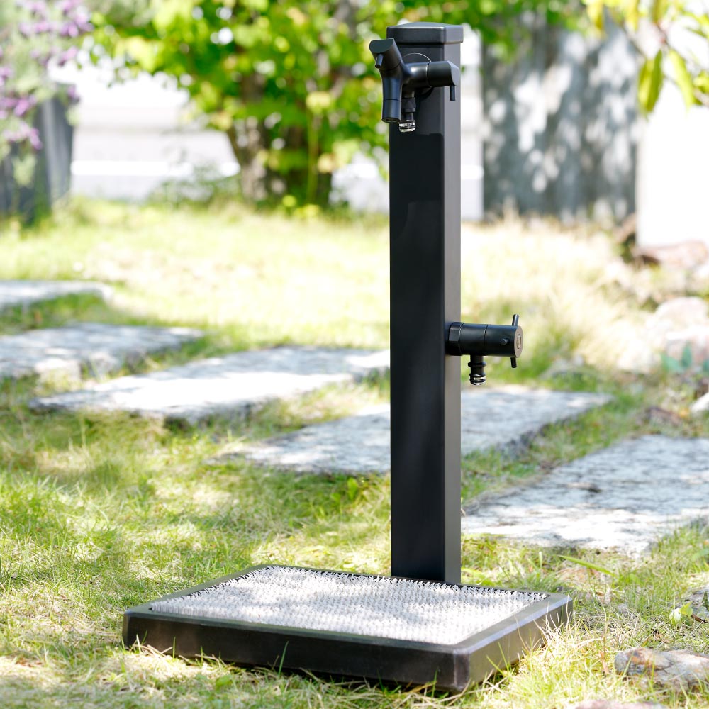 二口横水栓 チェロ マットブラック｜2口・2股の蛇口 おしゃれで