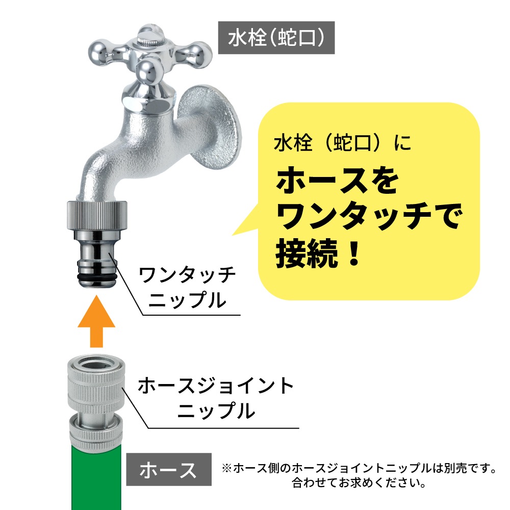 ワンタッチニップル内ネジ（メッキ）｜散水パーツ G203WN13M｜水生活