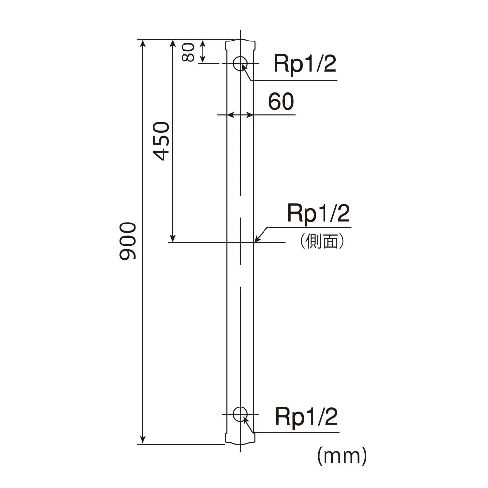 二口ステンレス水栓柱 900mm マットブラック スタンダード水栓柱