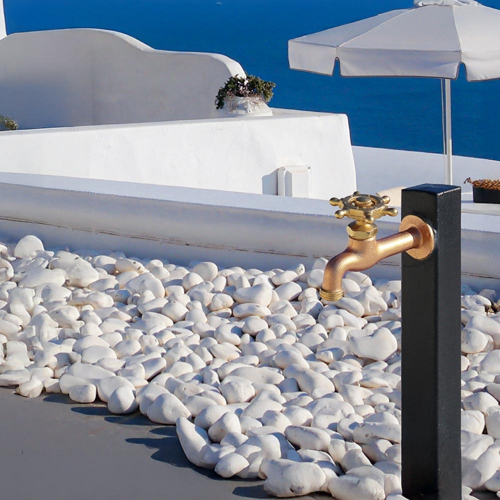 胴長横水栓（ラダーハンドル・鋳肌） 屋外 蛇口 胴長横水栓