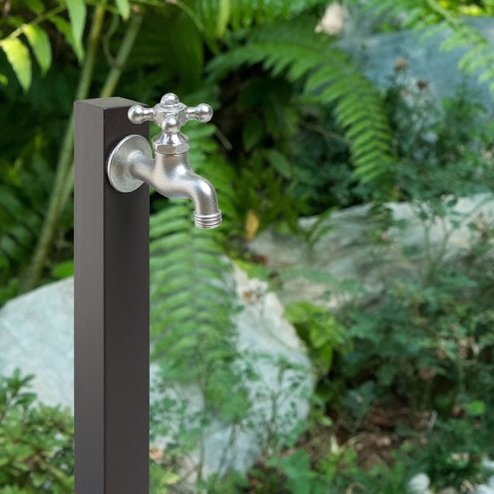 横水栓（クロスハンドル・鋳肌メッキ） 屋外 蛇口 横水栓