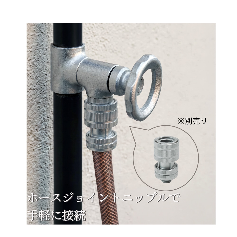 二口スプリンクルスリム（バルブハンドル・シルバー） ミニ水栓柱