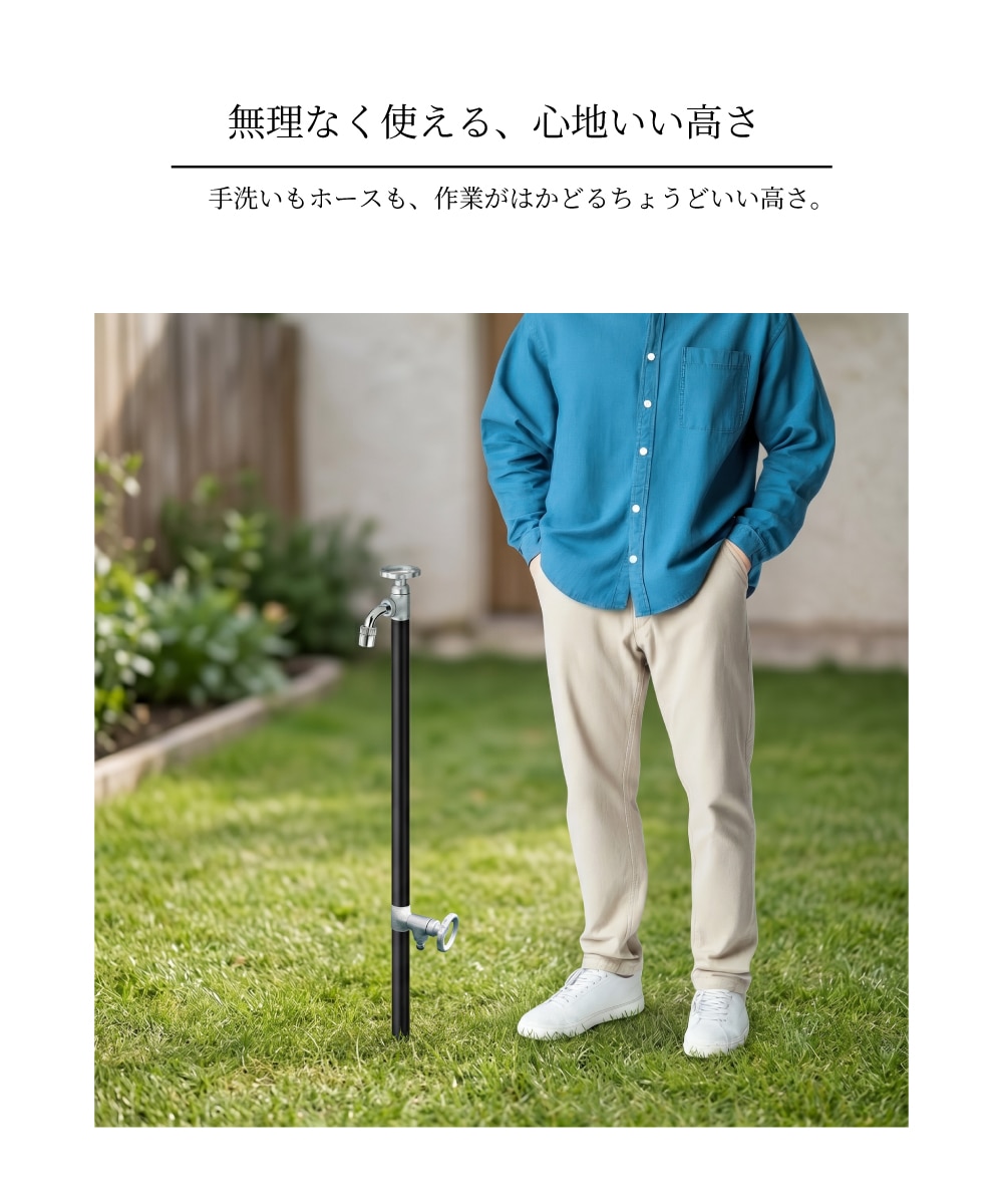二口スプリンクルスリム（バルブハンドル・シルバー） ミニ水栓柱